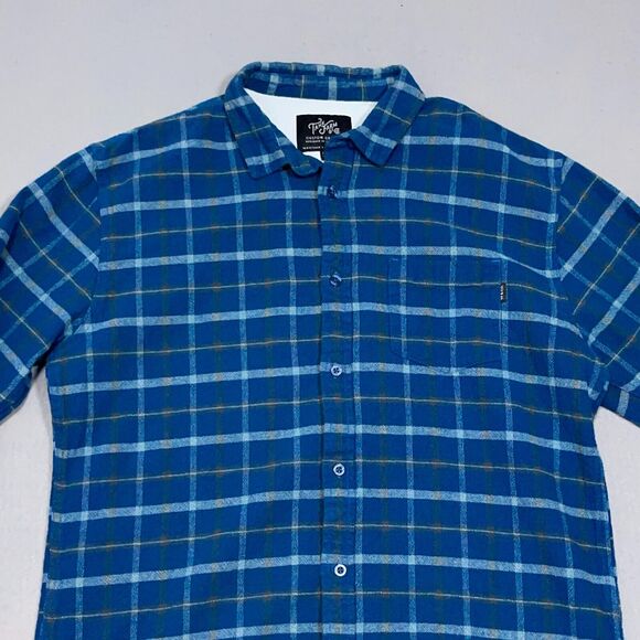 Tank Farm & Co. Teen XXL Blue Plaid Long Sleeve Button Down Flannel Shirt - Picture 2 of 11